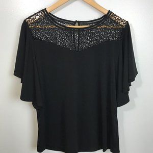 Worthington Women’s Black Flare Sleeved Blouse